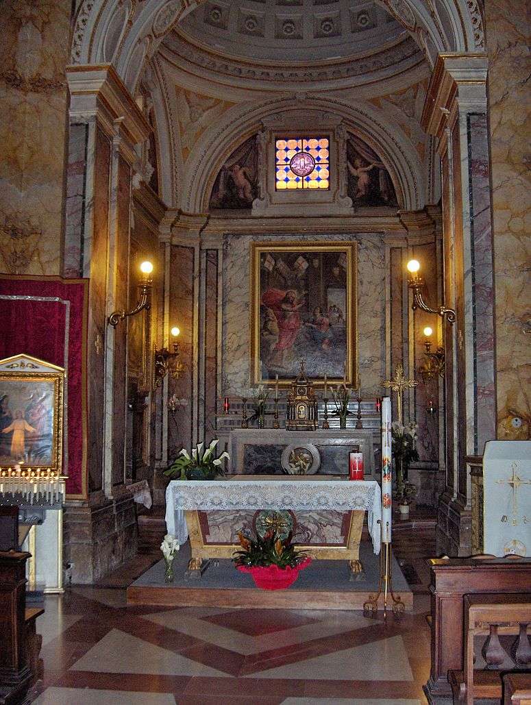 Annunciation by Cesare Sermei (1627-30), Main altar of the Chiesa Nuova, Assisi