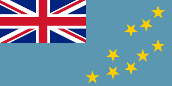 Powder blue flag with nine yellow stars and Union Flag as top-left quarter.