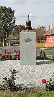Árpád's statue in Székelybere (Bereni, Romania)