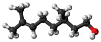 Ball-and-stick model of the (+)-citronellol molecule