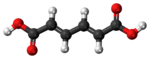  Ball-and-stick model of the trans,trans-muconic acid molecule