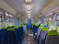 The refurbished interior of an Arriva Trains Wales Class 150