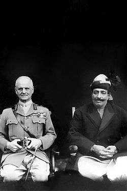 Birdwood as Commander-in-Chief of the British Indian Army, together with Nawab Sir Muhammad Khan Zaman Khan. At Darband, Amb State, 1925