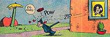 cartoon of brick hitting kit kat in back of head from 1937