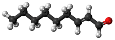 Ball-and-stick model of the 2-nonenal molecule