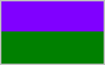 A two-toned rectangular shape, one half of which is purple and the other half green