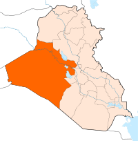 A map of Iraq with Anbar Province filled in.