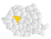 Map of Romania highlighting Alba County
