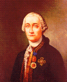 Painting of man in powdered wig with medals