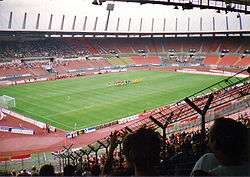 The Rheinstadion in Düsseldorf where the match took place.