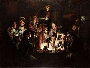 The painting "An Experiment on a Bird in an Air Pump by Joseph Wright of Derby, 1768, showing Robert Boyle performing a decompression experiment in 1660.