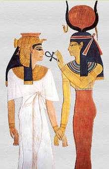 drawing of Nefertari with Isis