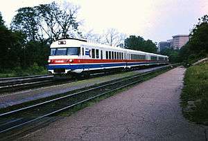 Amtrak RTG Turboliner at Ann Arbor, Michigan in 1975