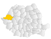 Map of Romania highlighting Arad County