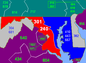 area codes 240 and 301