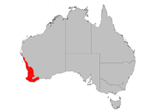 a map of Australia with red across the a broad swathe of the southwestern corner