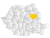 Map of Romania highlighting Bacău County