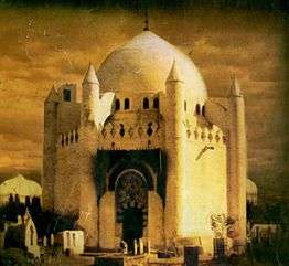 Painting of a large, white tomb