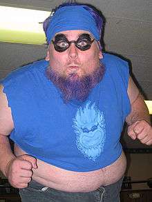 A picture of wrestler The Blue Meanie in the ring.