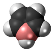 Space-filling model of the borole molecule