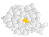 Map of Romania highlighting Brașov County