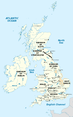Map of the British Isles in the tenth century
