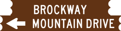 A graphic representation of the brown wooden sign for Brockway Mountain Drive