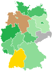 A coloured map of the states of Germany