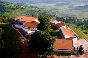 An aerial image of PIH's new Butaro Hospital, the largest public facility in Rwanda.