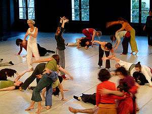 Dancers move freely at a Contact Improvisation "jam"