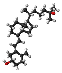 Ball-and-stick model of the calcifediol molecule