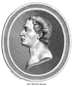 Profile drawing of a young men's head in an oval frame.
