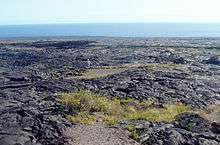 lava with a bit of road showing