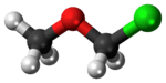 Ball-and-stick model of the chloromethyl methyl ether molecule
