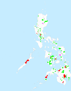 "Map of the Philippines showing its cities and municipalities"