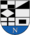 A coat of arms depicting a white "N" on a blue background at the bottom and a series of black and white shapes at the top