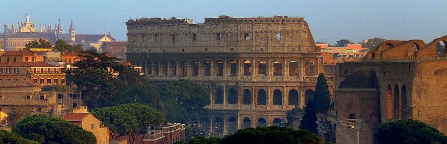 A view of Rome's colosseum and historic centre.