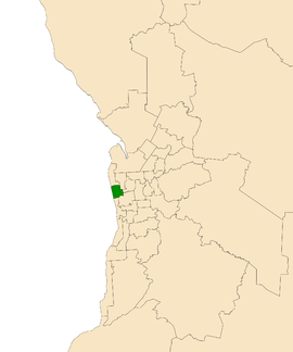 Map of Adelaide, South Australia with the electoral district of Colton highlighted
