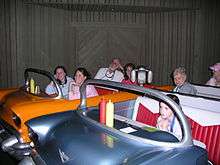 Two of the convertibles at the Sci-Fi Dine-In