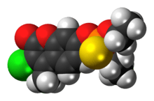 Space-filling model of the coumaphos molecule