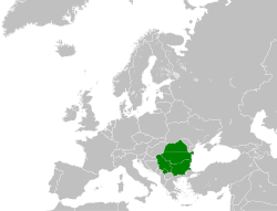 Map of Europe indicating the member countries of the Craiova Group