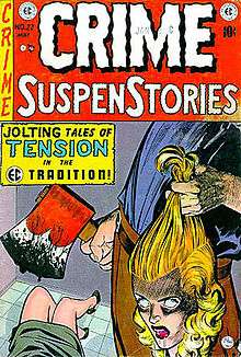 Cover shows a hand holding a woman's head by the hair; another hand holds a bloody axe over a woman's legs.