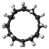 Ball-and-stick model of the cyclododecane molecule
