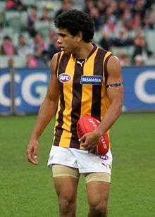 Cyril Rioli playing in an AFL match for Hawthorn in May 2008.