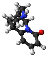 Ball-and-stick model of the cytisine molecule