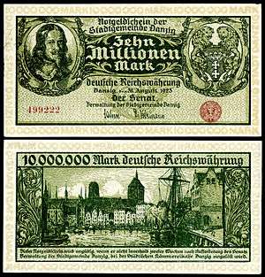 Hevelius depicted on a 10 million papiermark note (1923).