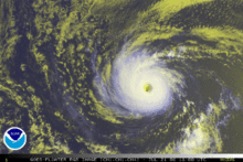 Satellite animation of a small, well-defined hurricane over open waters of the Pacific.