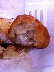 A cross section view of deep-fried butter at the State Fair of Texas, 2010