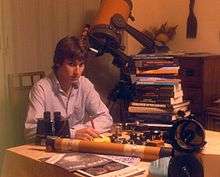 David Eicher in his home as Editor of Deep Sky Monthly magazine, Oxford, Ohio, June 1982.