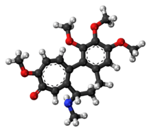 Ball-and-stick model of the demecolcine molecule
